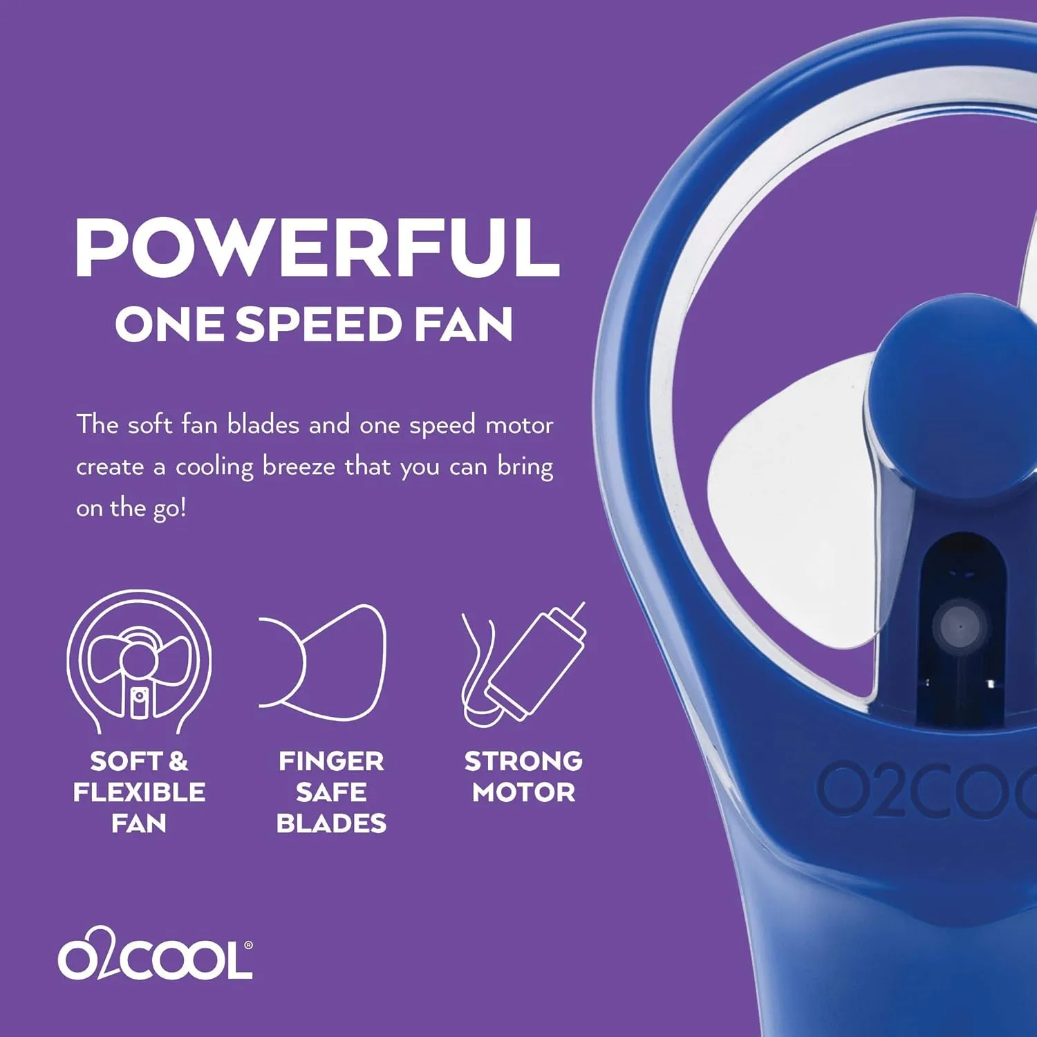 O2COOL 2 Pack Elite Battery Powered Handheld Water Misting Fans (Blue)