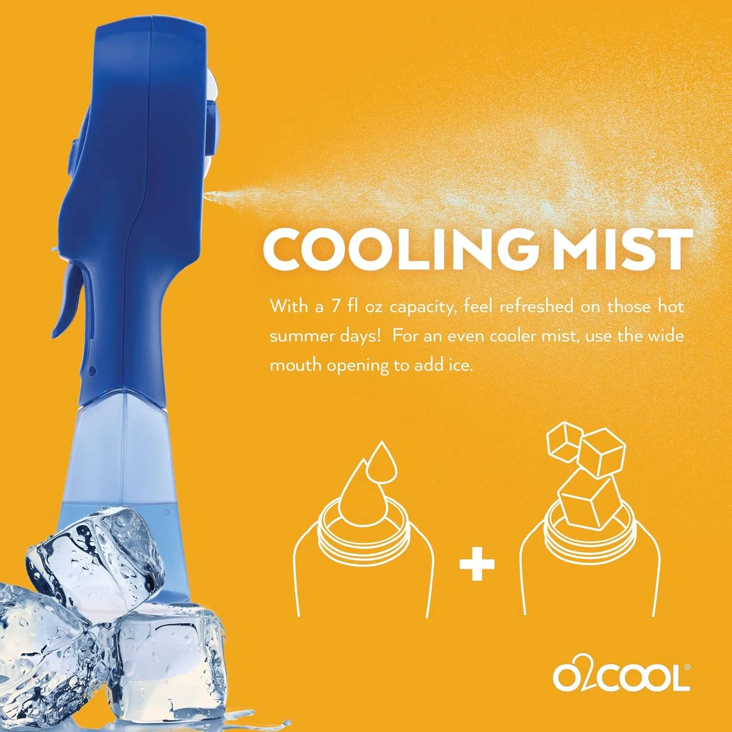 O2COOL 2 Pack Elite Battery Powered Handheld Water Misting Fans (Blue)