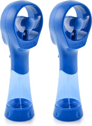 O2COOL 2 Pack Elite Battery Powered Handheld Water Misting Fans (Blue) Battery-powered portable fan