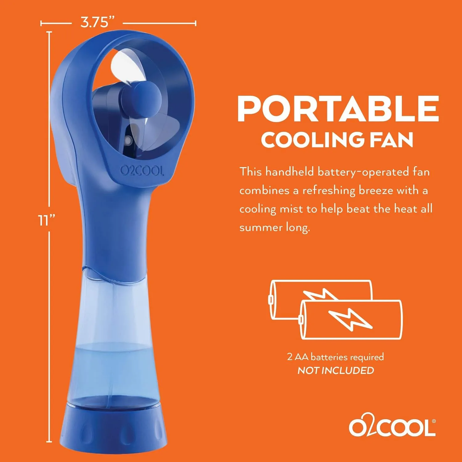 O2COOL 2 Pack Elite Battery Powered Handheld Water Misting Fans (Blue)