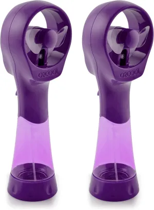 O2COOL 2 Pack Elite Battery Powered Handheld Water Misting Fans (Purple) Battery-powered portable fan