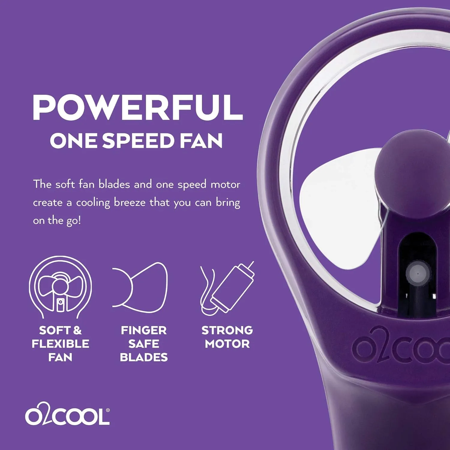 O2COOL 2 Pack Elite Battery Powered Handheld Water Misting Fans (Purple)