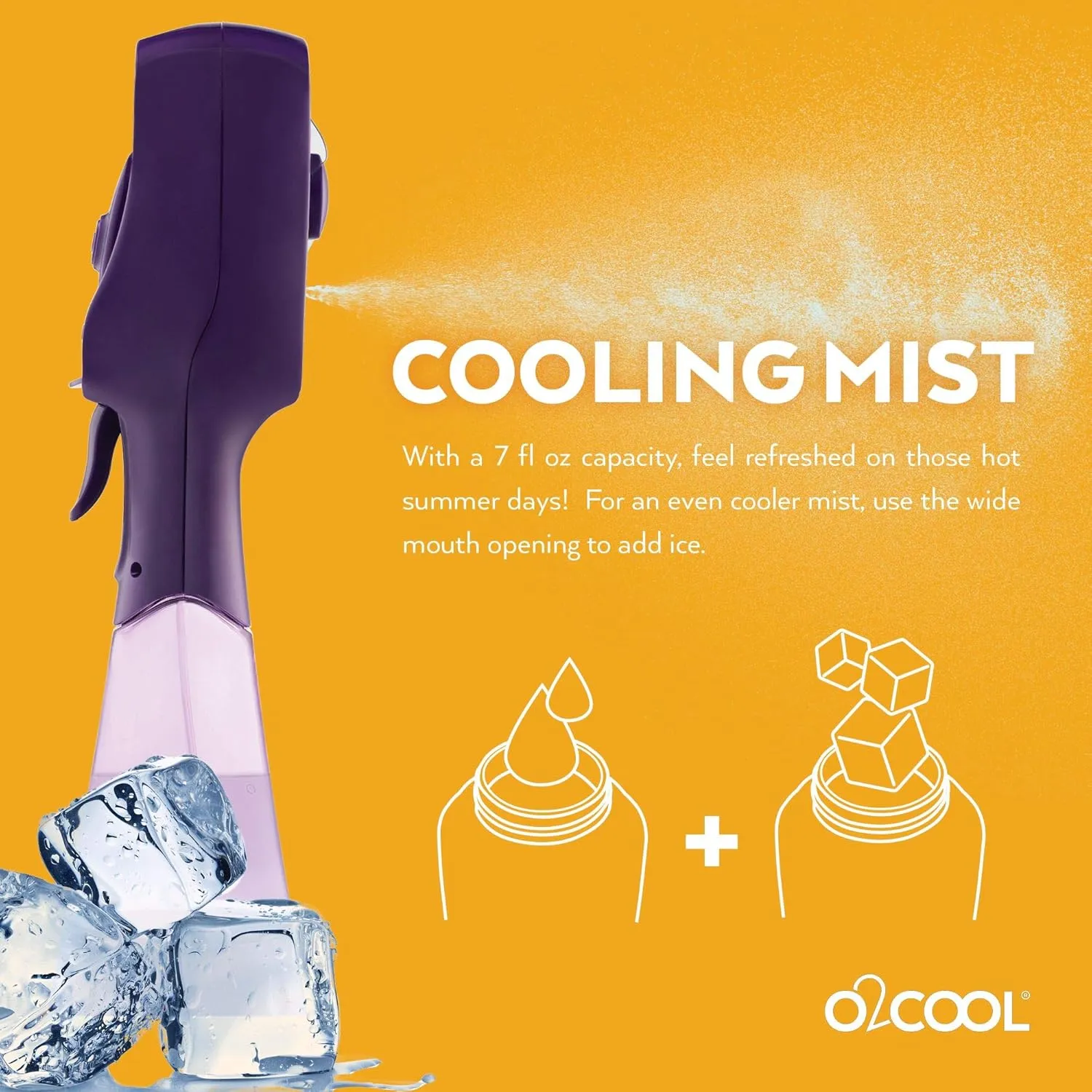 O2COOL 2 Pack Elite Battery Powered Handheld Water Misting Fans (Purple)