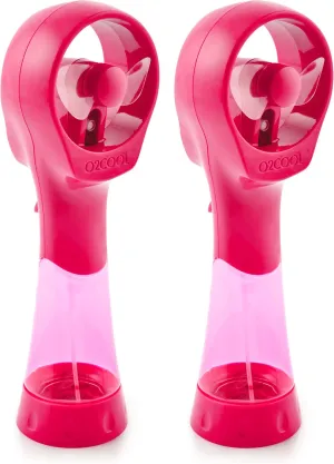 O2COOL 2 Pack Elite Battery Powered Handheld Water Misting Fans (Raspberry) Battery-powered portable fan