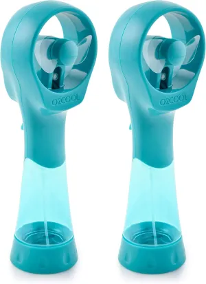 O2COOL 2 Pack Elite Battery Powered Handheld Water Misting Fans (Teal) Battery-powered portable fan