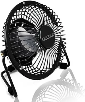 O2COOL 4" USB Personal Desk Fan  Portable Mini Table Cooling Fan - Plugs into Computer - Adjustable 360 Tilt, Quiet, Rubber Grip Feet - Black Desktop fan with humidification feature