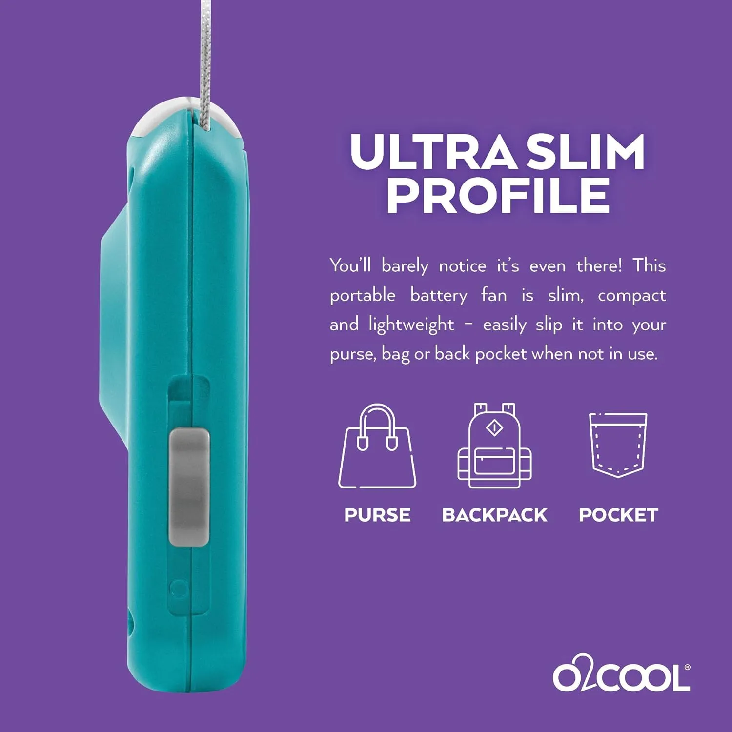 O2COOL Battery Powered Personal Fan With Lanyard, Cools Face and Neck
