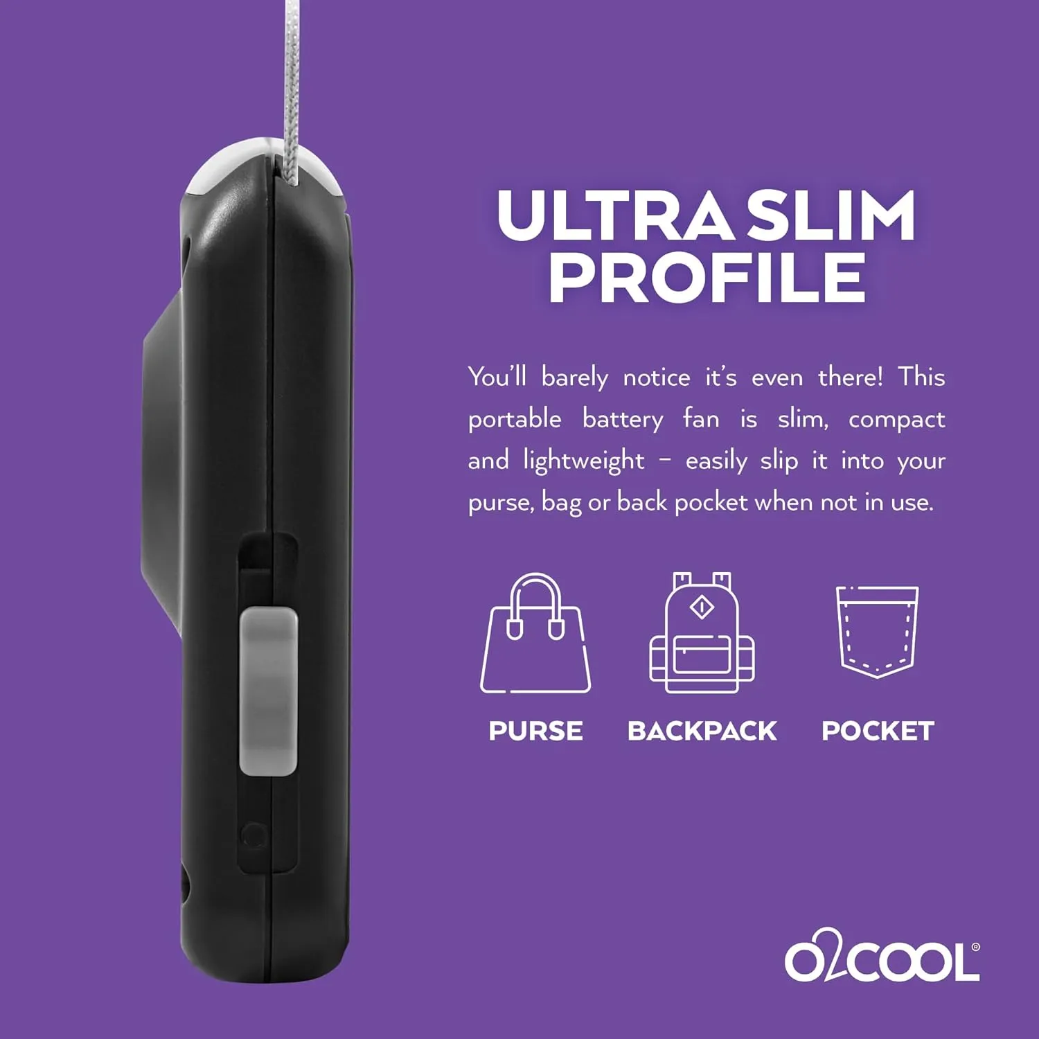 O2COOL Battery Powered Personal Fan With Lanyard, Cools Face and Neck