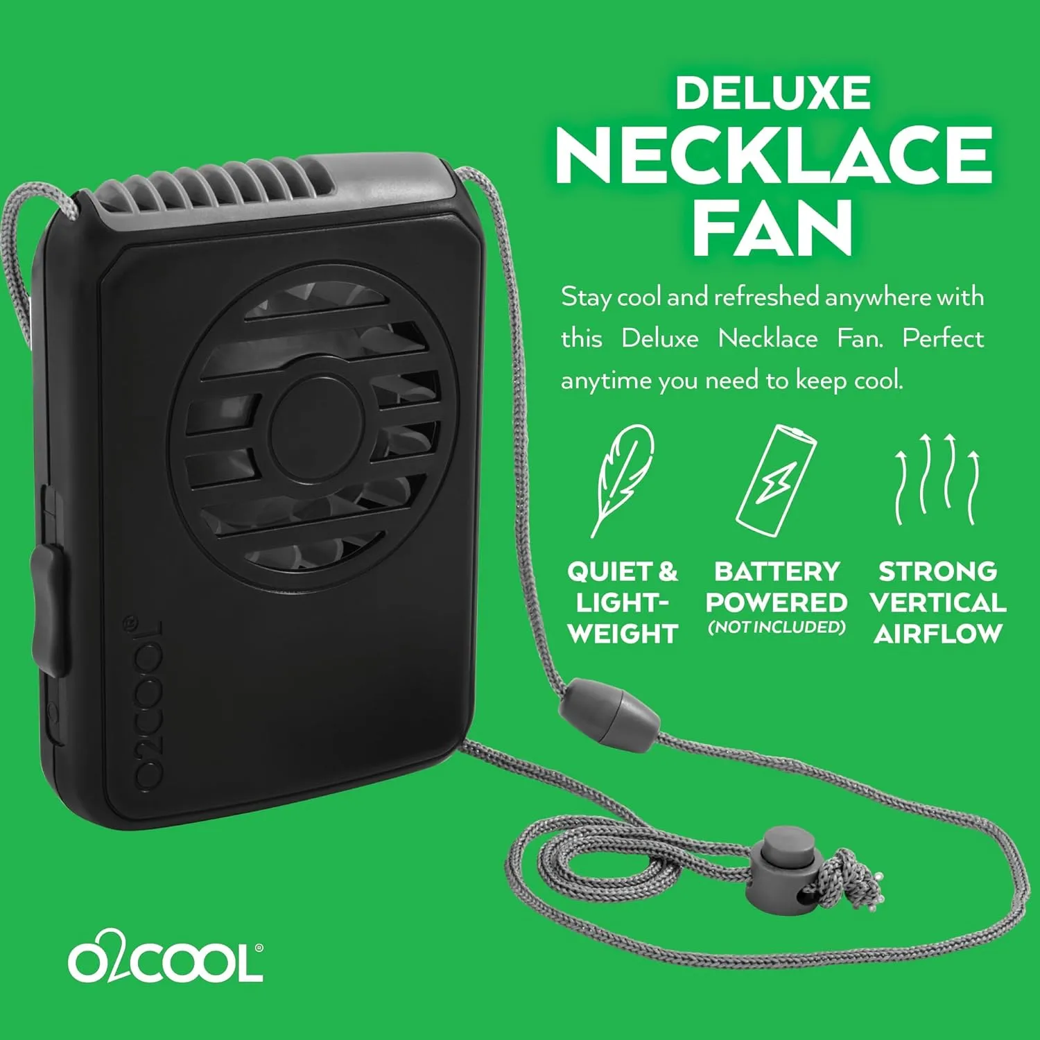 O2COOL Battery Powered Personal Fan With Lanyard, Cools Face and Neck