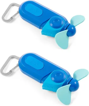 O2COOL Carabiner Sport Misting Fan - Pocket Sized, Portable On-The-Go Battery Powered Cooling, Sports Carabiner Fan, Blue Fan with safety blade design
