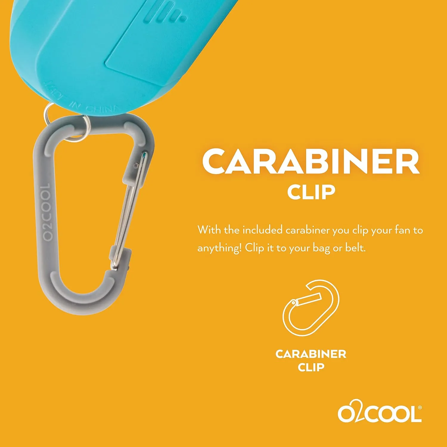 O2COOL Carabiner Sport Misting Fan - Pocket Sized, Portable On-The-Go Battery Powered Cooling