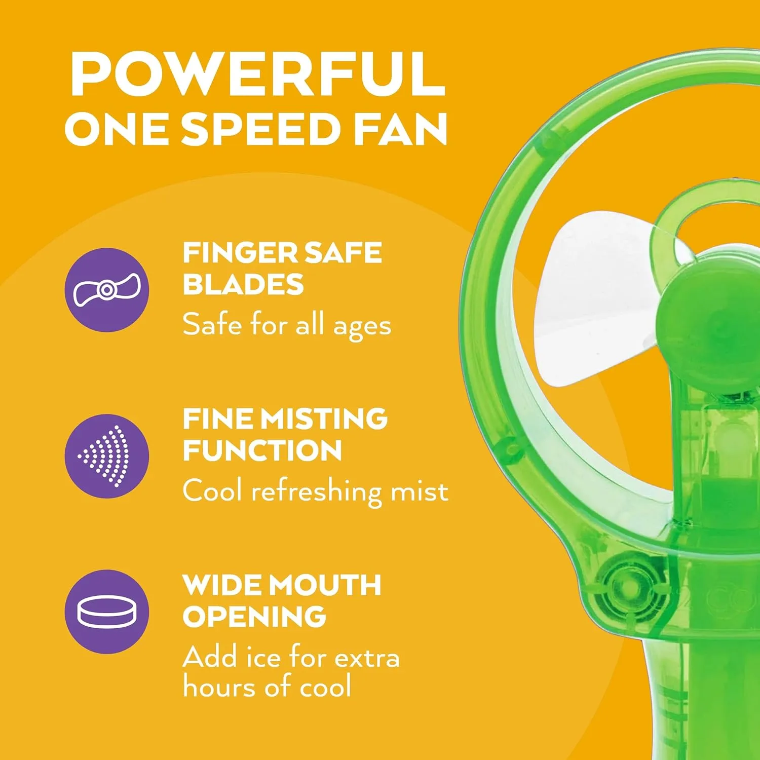 O2COOL Deluxe Handheld Battery Powered Water Misting Fan (Green)