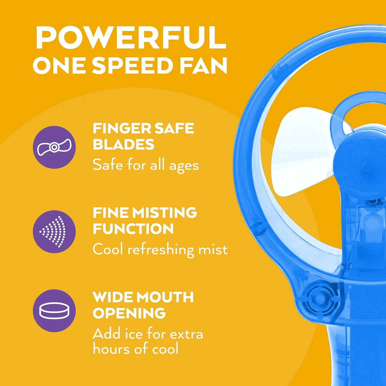 O2COOL Deluxe Handheld Battery Powered Water Misting Fan (Light Blue)
