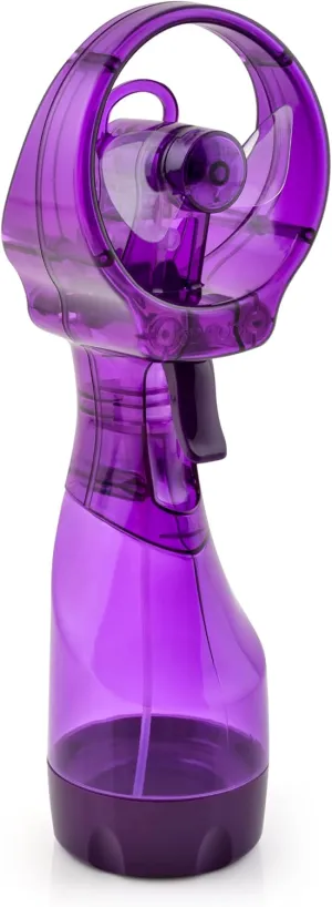O2COOL Deluxe Handheld Battery Powered Water Misting Fan (Purple) Neck fan for hands-free comfort