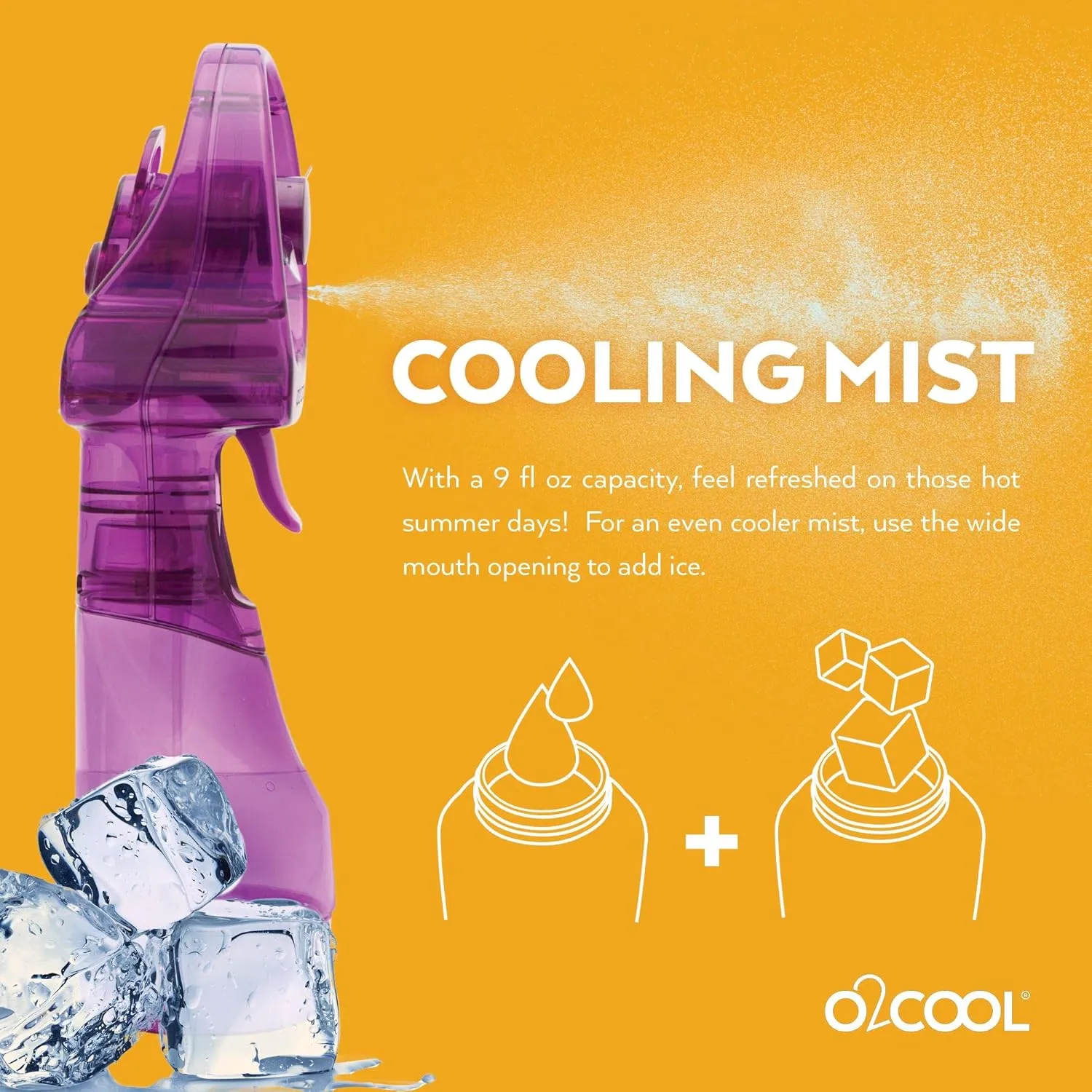 O2COOL Deluxe Handheld Battery Powered Water Misting Fan (Purple)