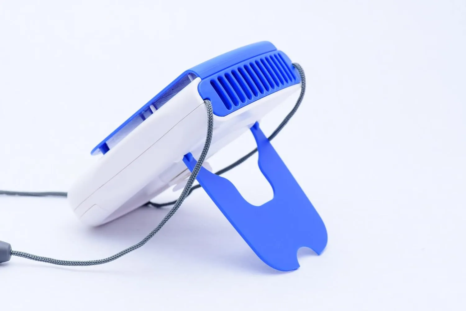 O2COOL Deluxe Necklace Fan | Battery Powered, Hands-Free Personal Cooling Fan w/Adjustable Lanyard, Table Top Stand   Wearable Clip - Dark Blue (2 Pack)
