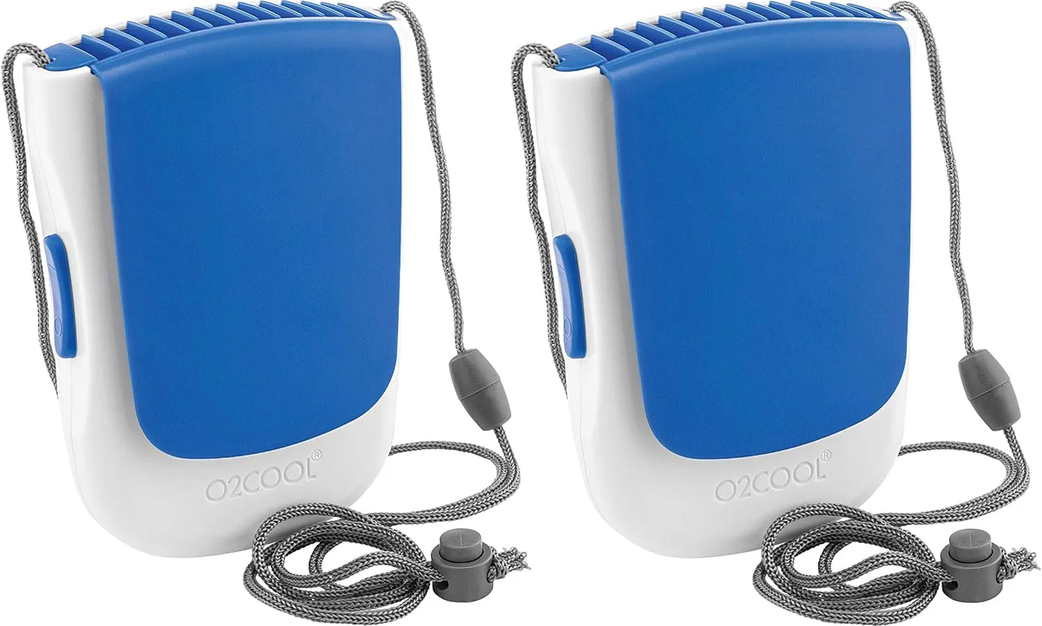 O2COOL Deluxe Necklace Fan | Battery Powered, Hands-Free Personal Cooling Fan w/Adjustable Lanyard, Table Top Stand   Wearable Clip - Dark Blue (2 Pack) Neck fan for hands-free comfort
