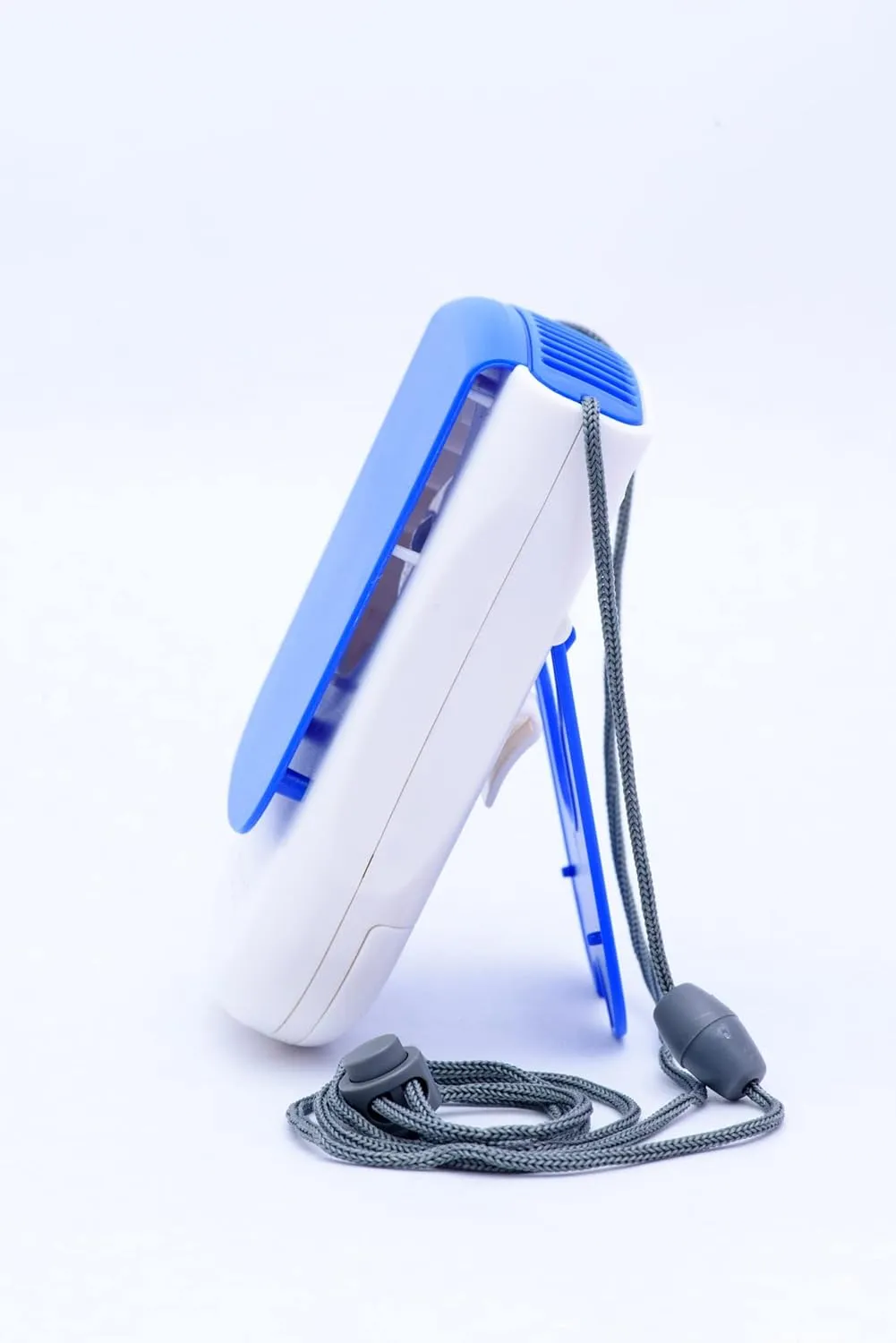 O2COOL Deluxe Necklace Fan | Battery Powered, Hands-Free Personal Cooling Fan w/Adjustable Lanyard, Table Top Stand   Wearable Clip - Dark Blue (2 Pack)