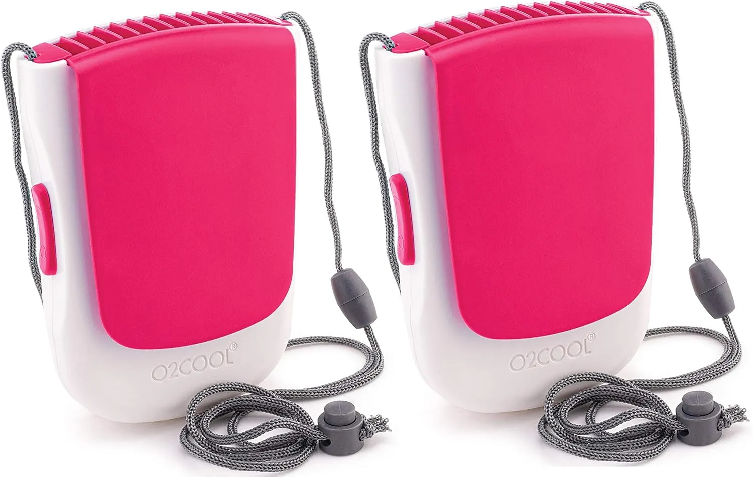 O2COOL Deluxe Necklace Fan | Battery Powered, Hands-Free Personal Cooling Fan w/Adjustable Lanyard, Table Top Stand   Wearable Clip -Pink (2 Pack) Neck fan for hands-free comfort