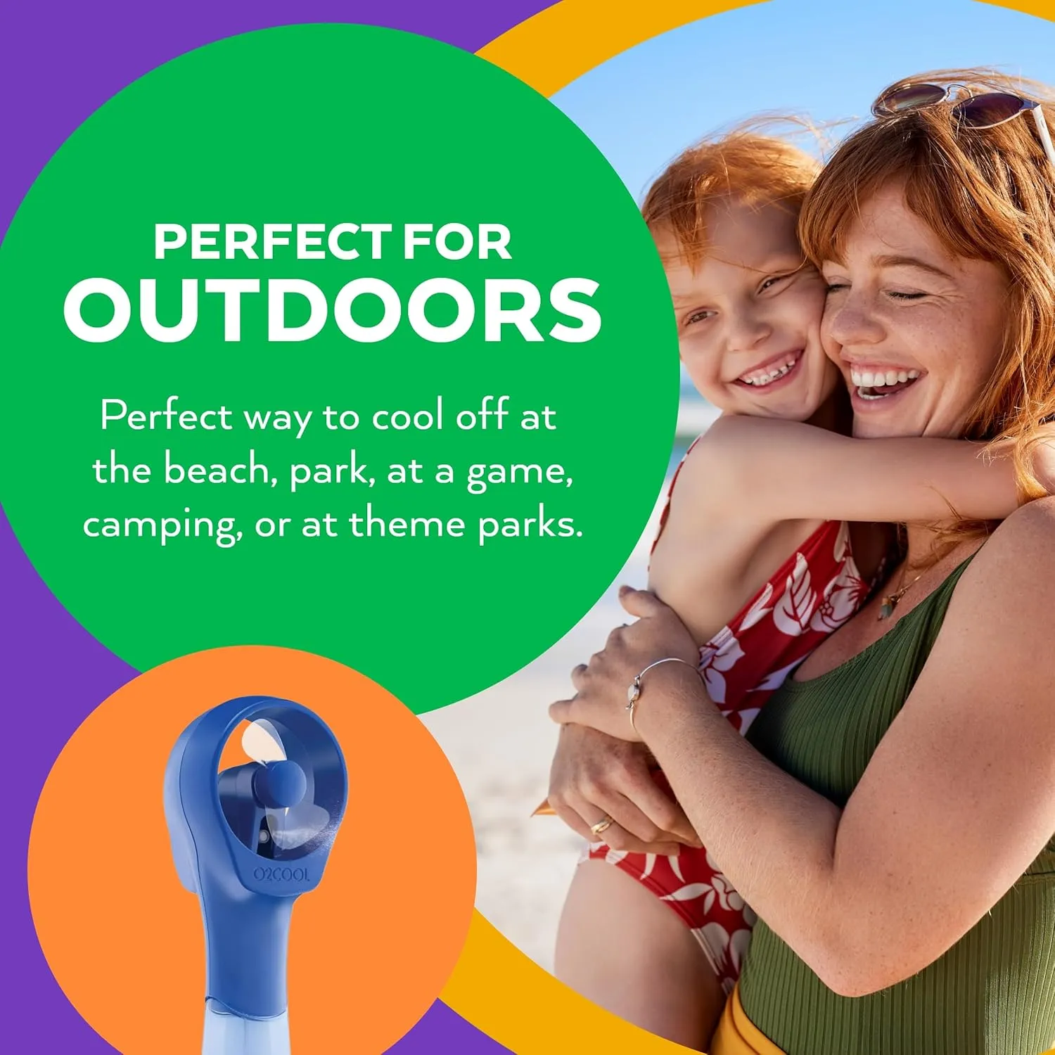 O2COOL Elite Battery Powered Handheld Water Misting Fan (Blue)