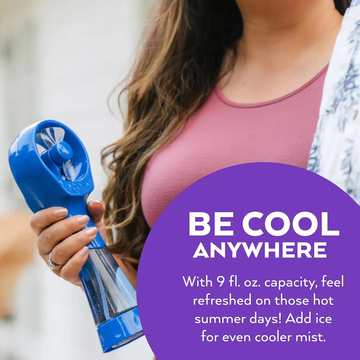 O2COOL Elite Battery Powered Handheld Water Misting Fan (Blue)