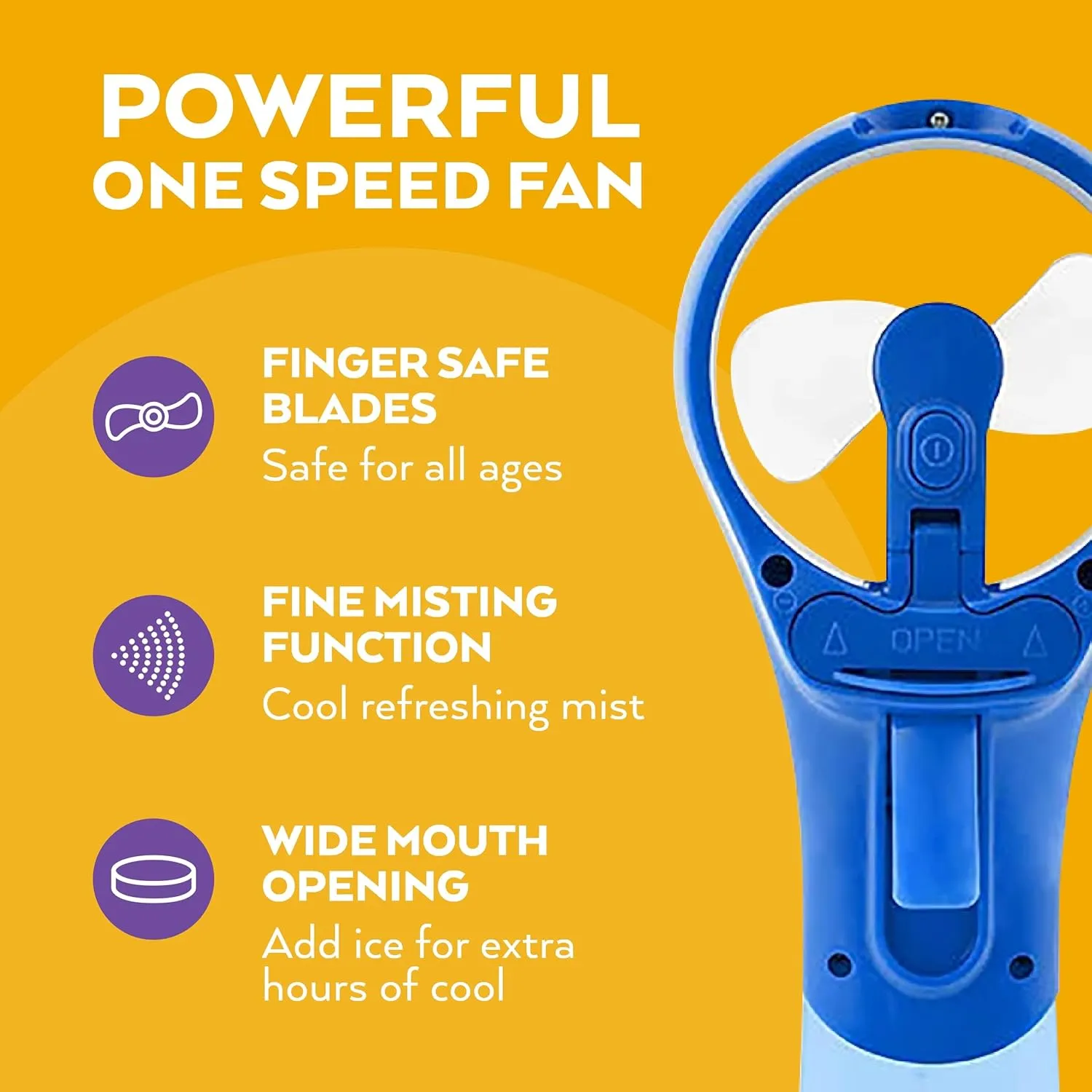 O2COOL Elite Battery Powered Handheld Water Misting Fan (Blue)