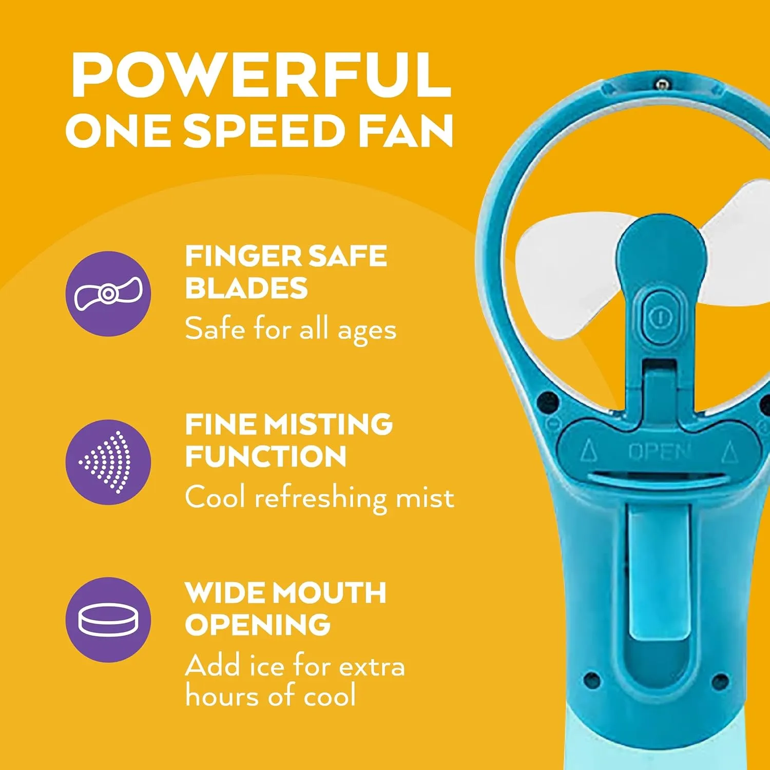 O2COOL Elite Battery Powered Handheld Water Misting Fan (Teal)