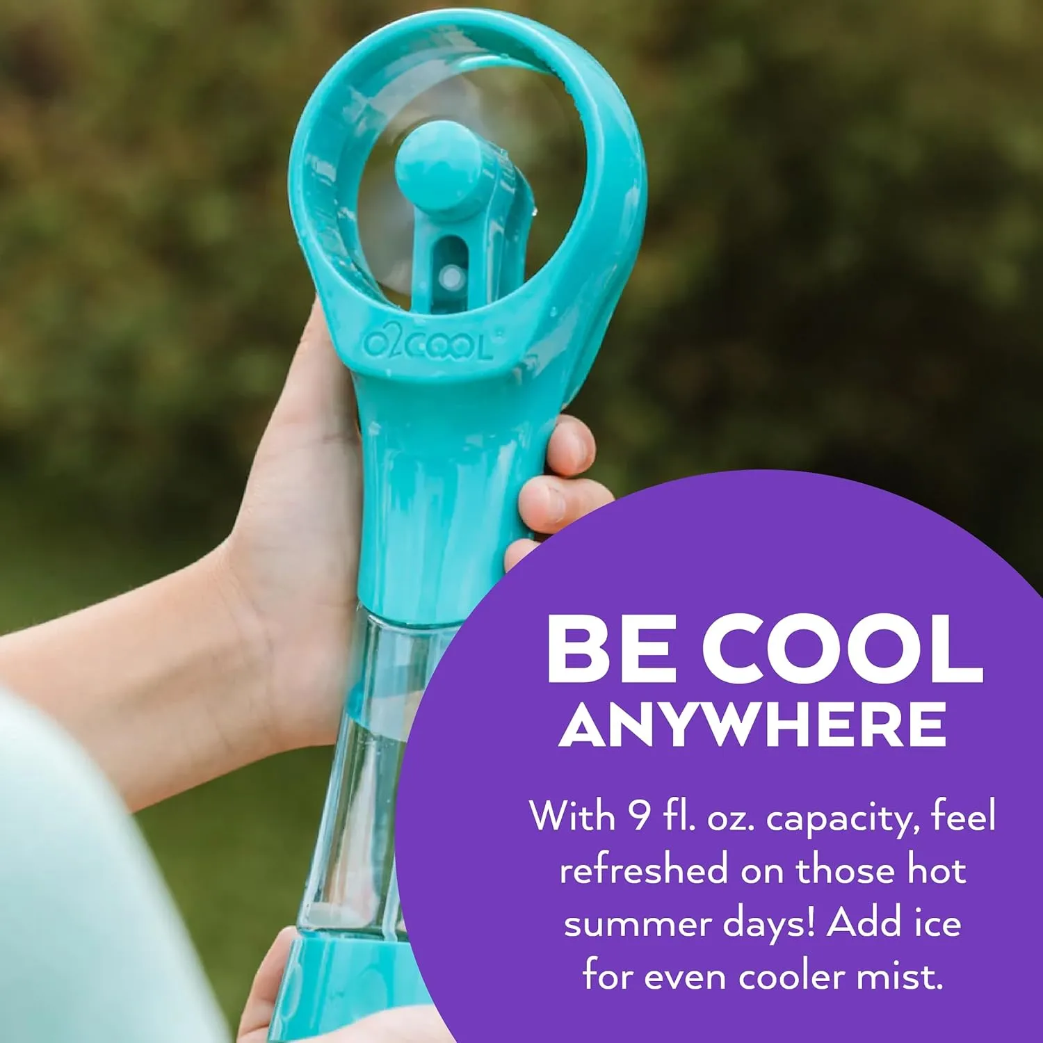 O2COOL Elite Battery Powered Handheld Water Misting Fan (Teal)