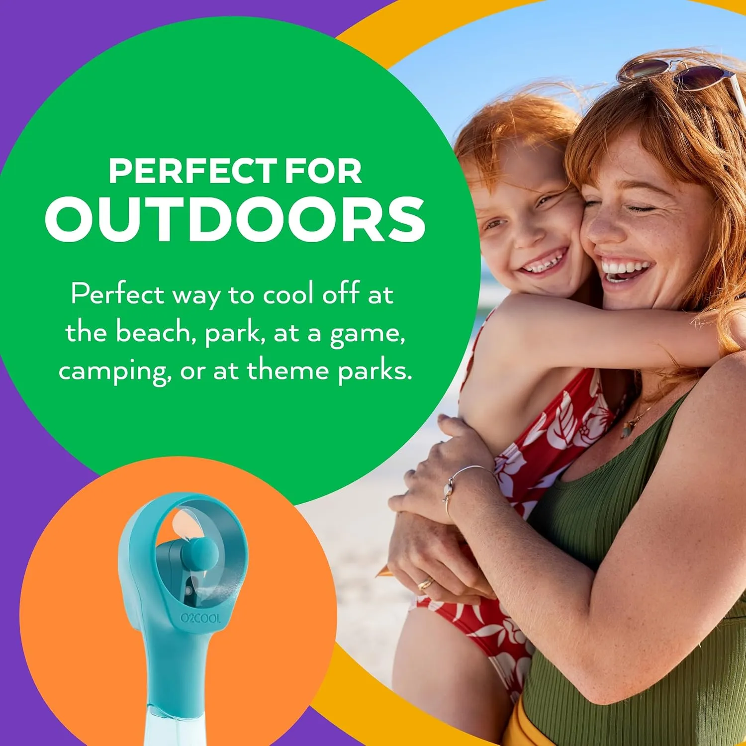 O2COOL Elite Battery Powered Handheld Water Misting Fan (Teal)