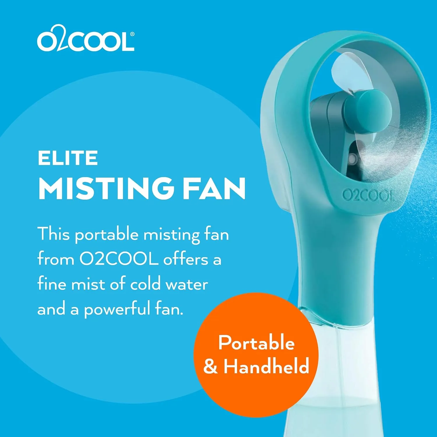 O2COOL Elite Battery Powered Handheld Water Misting Fan (Teal)