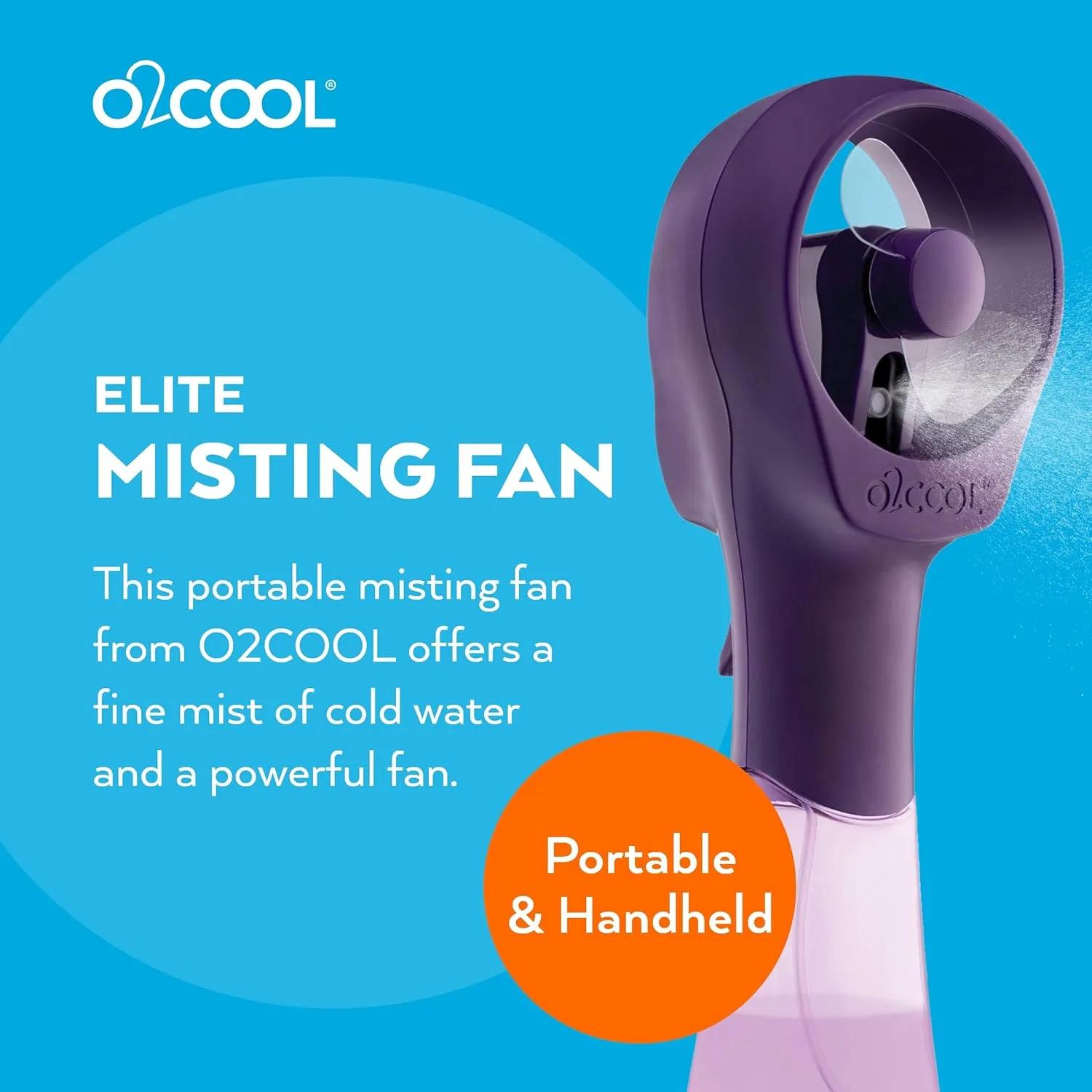 O2COOL Elite Battery Powered Handheld Water Misting Fans (Purple)