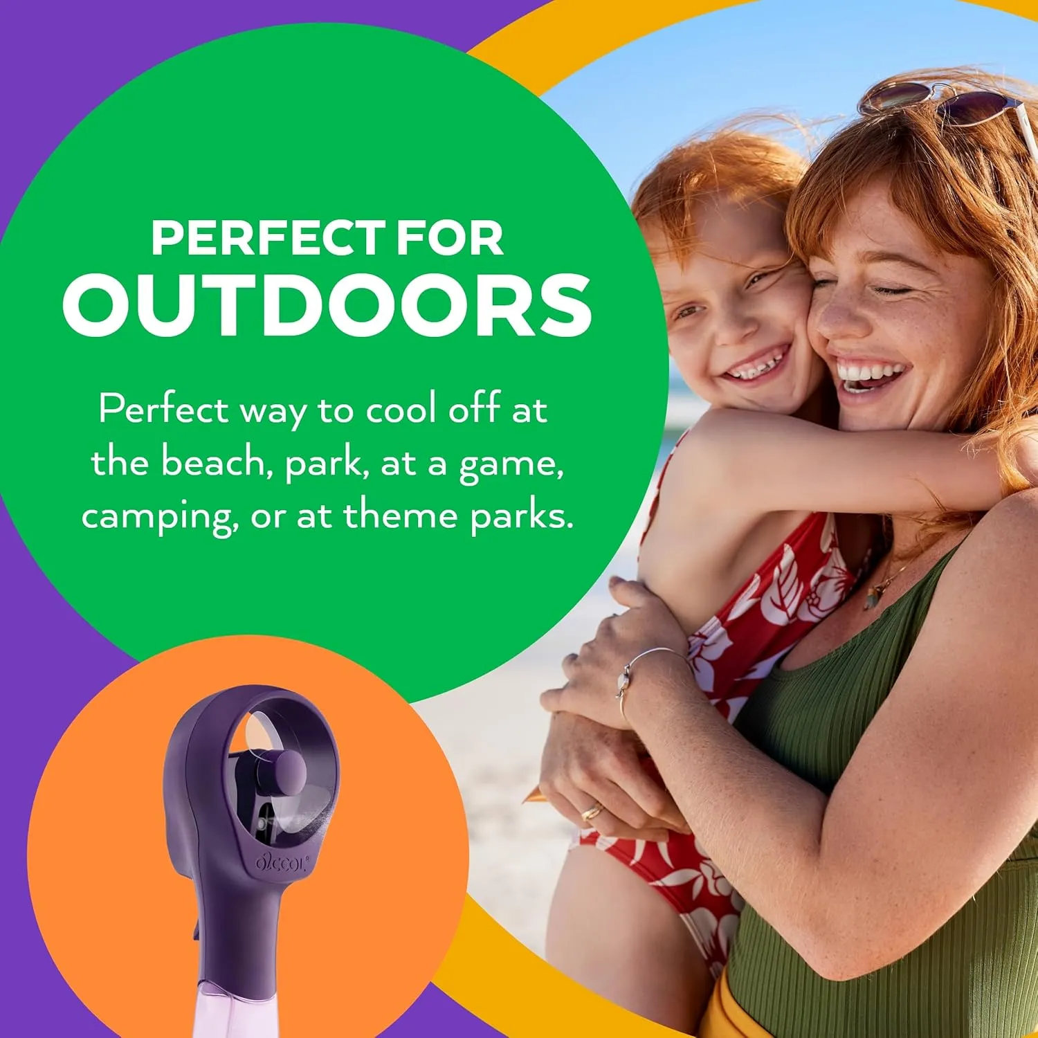 O2COOL Elite Battery Powered Handheld Water Misting Fans (Purple)