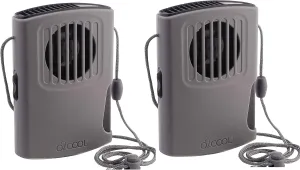 O2COOL Multi-Pack Misting Neck Personal Travel Battery Powered Deluxe Cooling Fan, 2pk (Gray) Neck fan for hands-free comfort