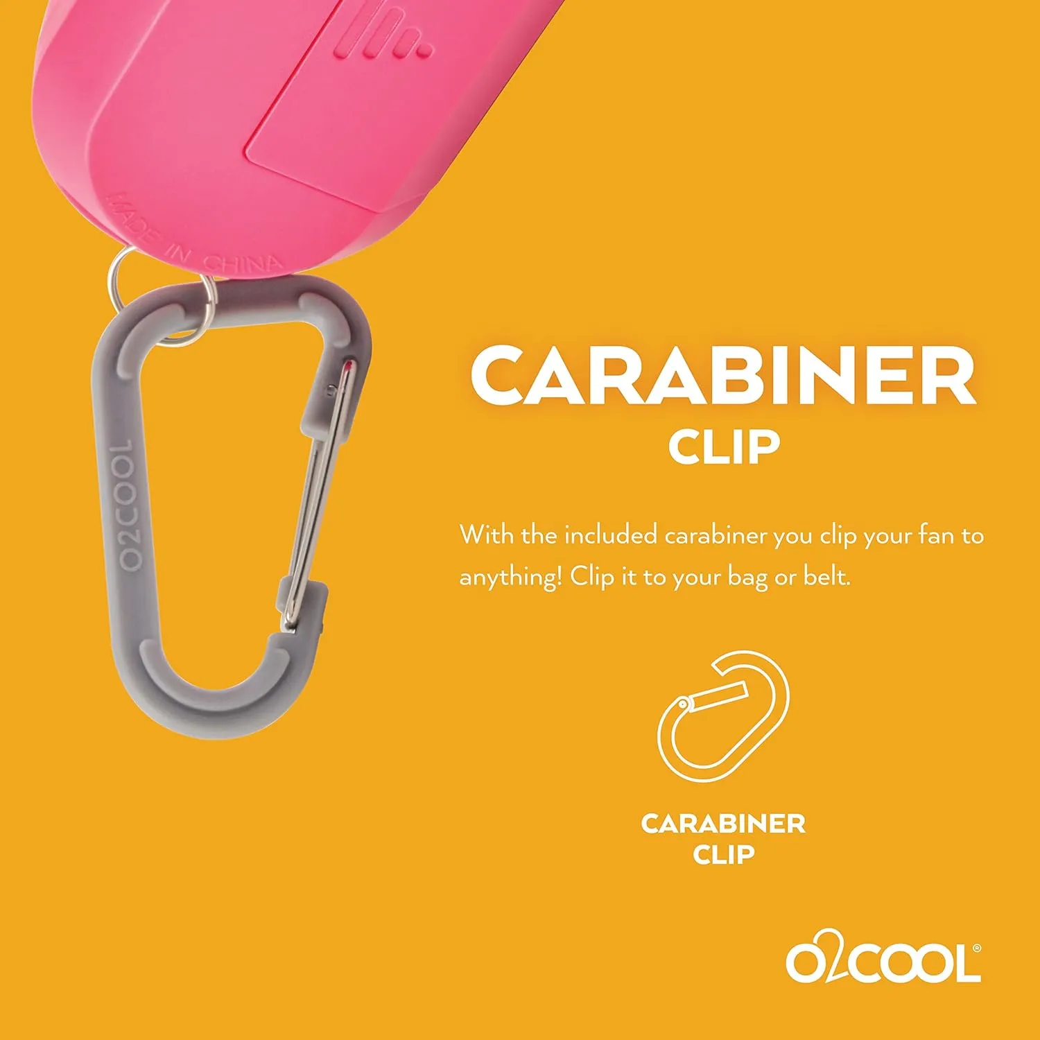 O2COOL Personal Mini Misting Fan - Portable Battery Operated Handheld Cooling Accessory with Fine Mist Spray for Outdoor, Beach, Camping - Convenient Carabiner Clip for Easy Travel - Raspberry 2 Pack