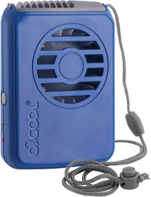O2COOL Personal Travel Rechargeable Battery Powered Neck Cooling Fan, Single Pack (Dark Blue) Neck fan for hands-free comfort