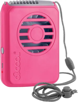 O2COOL Portable Neck Personal Travel USB Battery Powered Adjustable Lanyard Cooling Fan, (Pink/Raspberry) Neck fan for hands-free comfort