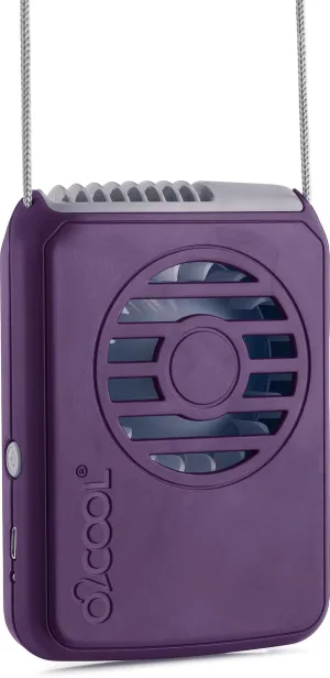 O2COOL Portable Neck Personal Travel USB Battery Powered Adjustable Lanyard Cooling Fan, (Purple) Neck fan for hands-free comfort