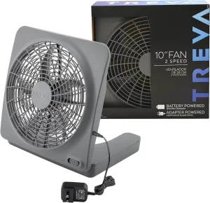 O2COOL Treva 10-Inch Portable Desktop Air Circulation Battery Fan, 2 Speed, Compact Folding & Tilt Design, with AC Adapter (Graphite) Battery-powered portable fan