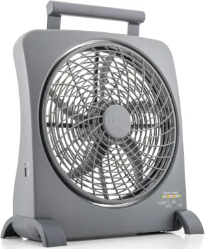 O2COOL Treva 10 inch Rechargeable Portable Fan Smart Power Air Circulator. Plug-In AC Adapter and Battery Powered, USB Charging Port, For Camping Travel and Indoors Use Battery-powered portable fan