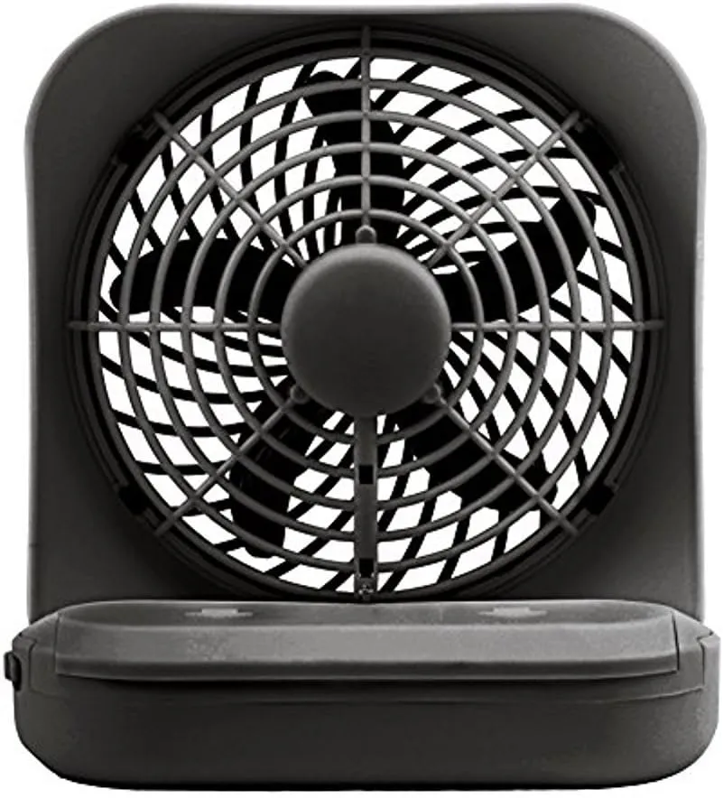 O2COOL Treva 5 Inch Battery Powered Fan Portable Desk Fan 2 Cooling Speeds with Compact Folding & Tilt Design Cubicle Accessories Small Portable (Black)