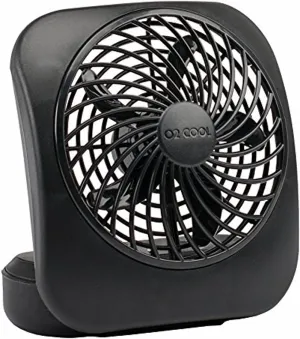 O2COOL Treva 5 Inch Battery Powered Fan Portable Desk Fan 2 Cooling Speeds with Compact Folding & Tilt Design Cubicle Accessories Small Portable (Black) Mini handheld fan for personal cooling