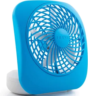 O2COOL Treva 5 Inch Battery Powered Fan Portable Desk Fan 2 Cooling Speeds with Compact Folding & Tilt Design Cubicle Accessories Small Portable (Blue) USB desktop fan for workspace