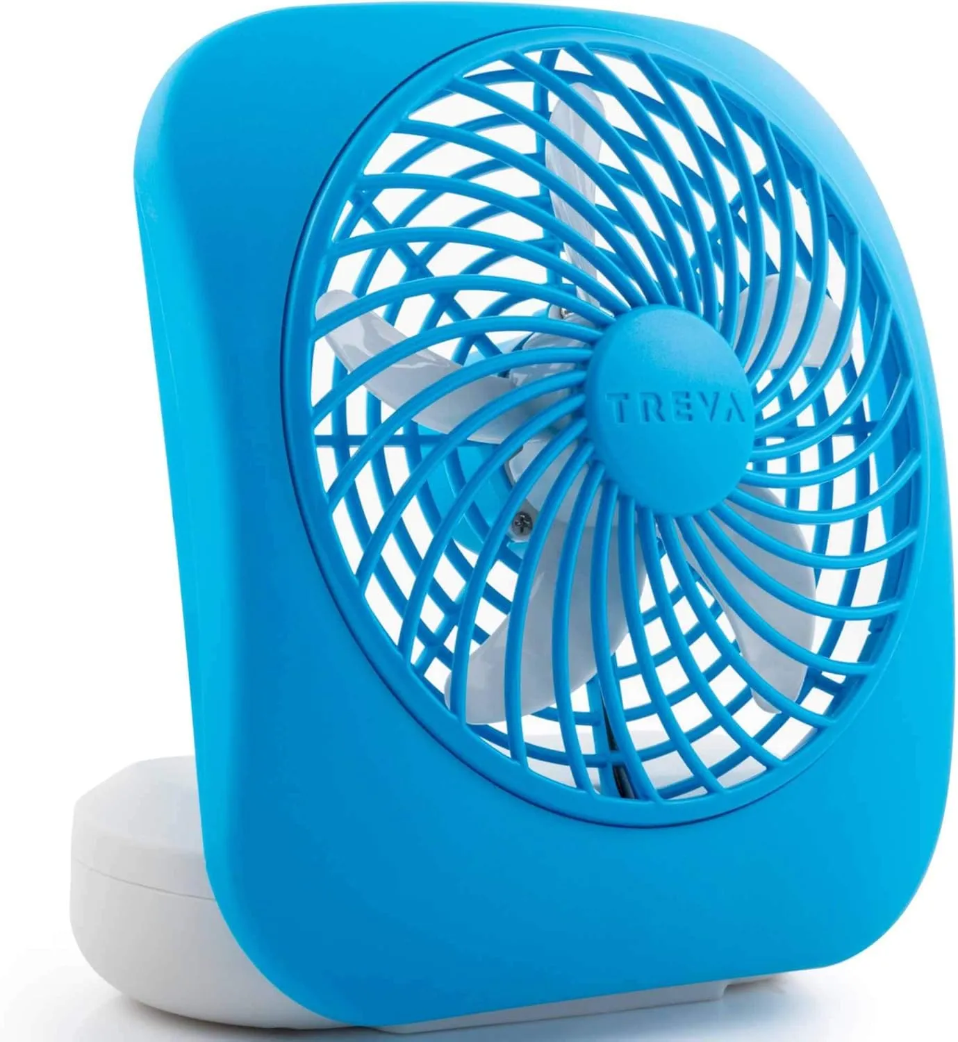 O2COOL Treva 5 Inch Battery Powered Fan Portable Desk Fan 2 Cooling Speeds with Compact Folding & Tilt Design Cubicle Accessories Small Portable (Blue) USB desktop fan for workspace