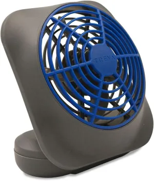 O2COOL Treva 5 Inch Battery Powered Fan Portable Desk Fan 2 Cooling Speeds with Compact Folding & Tilt Design Cubicle Accessories Small Portable (Dark Blue) Battery-powered portable fan