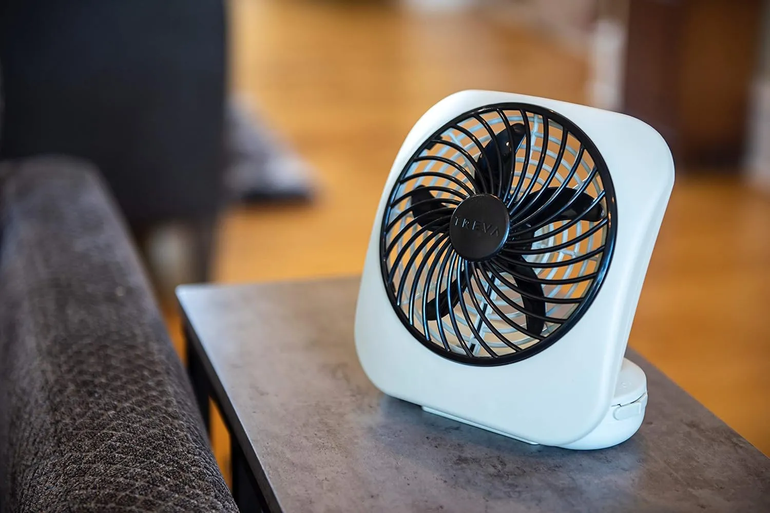 O2COOL Treva 5 Inch Battery Powered Fan Portable Desk Fan 2 Cooling Speeds with Compact Folding & Tilt Design Cubicle Accessories Small Portable (Grey)