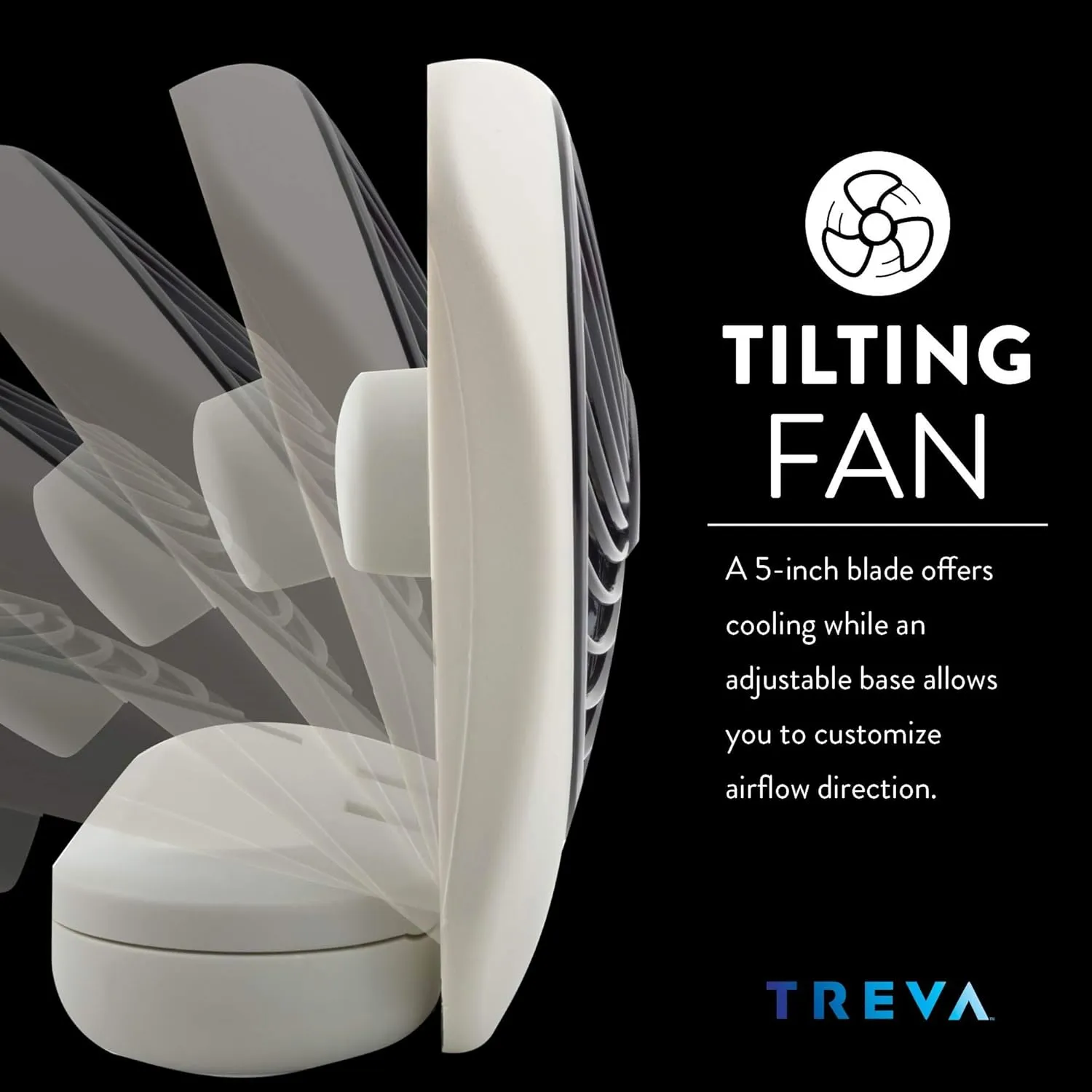 O2COOL Treva 5 Inch Battery Powered Fan Portable Desk Fan 2 Cooling Speeds with Compact Folding & Tilt Design Cubicle Accessories Small Portable (Grey)