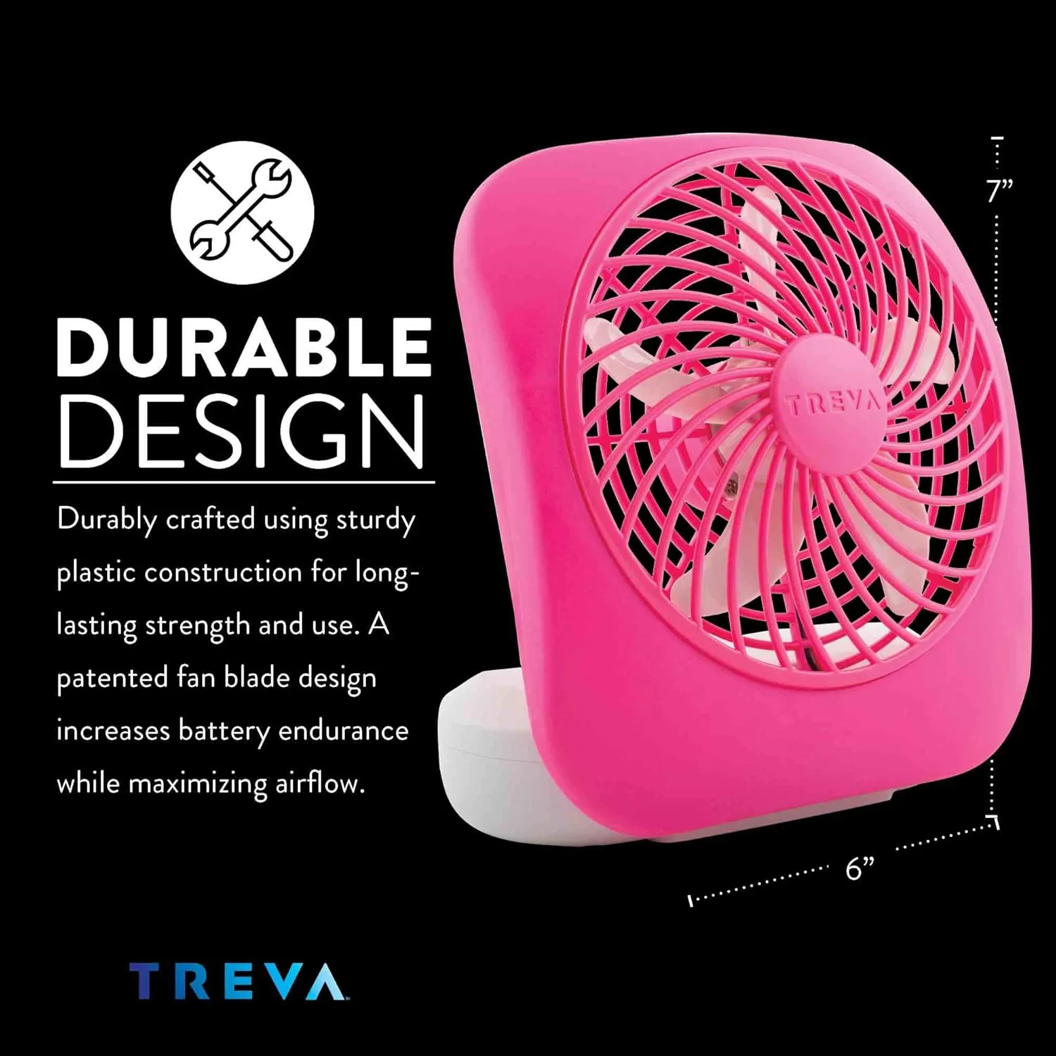 O2COOL Treva 5 Inch Battery Powered Fan Portable Desk Fan 2 Cooling Speeds with Compact Folding & Tilt Design Cubicle Accessories Small Portable (Raspberry)