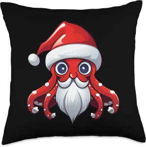 Octopus Christmas Throw Pillow, 18x18, Multicolor Octopus-shaped decorative fan