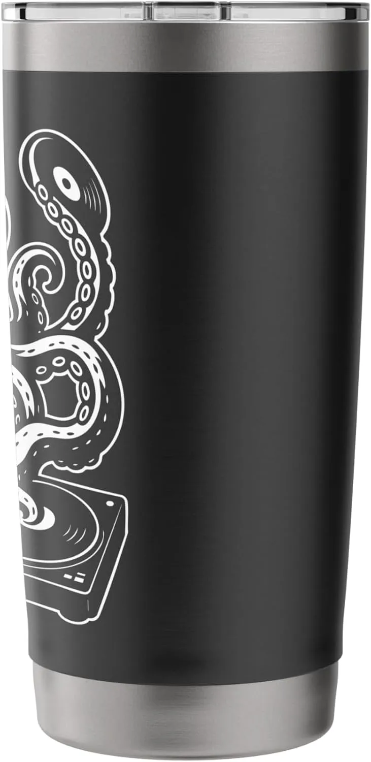 Octopus DJ for Rave Lovers, Funny EDM Dance Music Vinyl Stainless Steel Insulated Tumbler