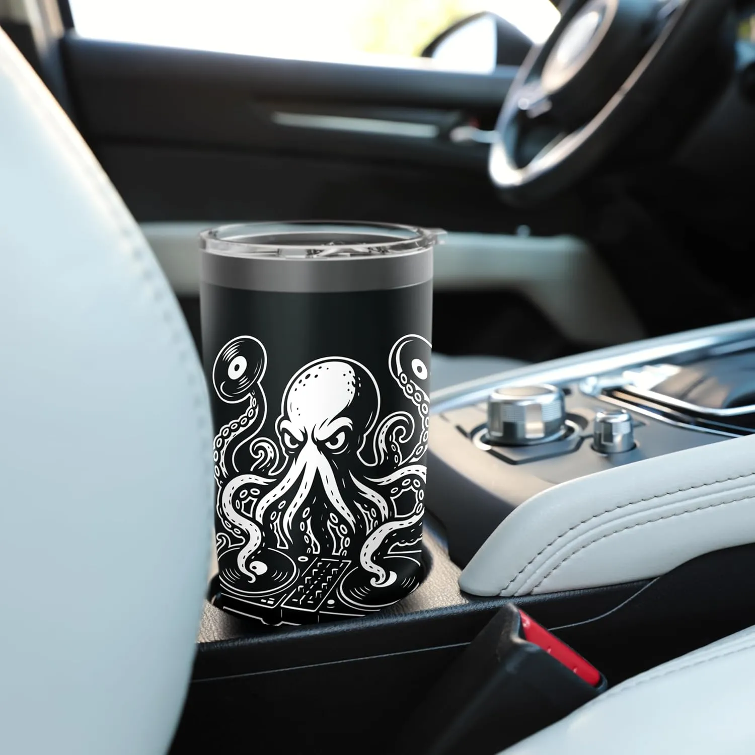 Octopus DJ for Rave Lovers, Funny EDM Dance Music Vinyl Stainless Steel Insulated Tumbler